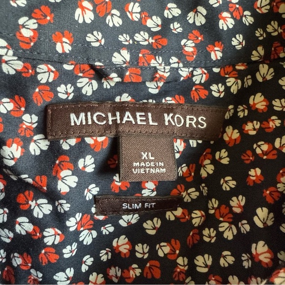 Michael Kors Men’s S/S Blue/white/orange Slim Fit Floral Button Up Size XL - Picture 9 of 10